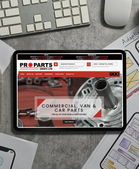 Website we built shown on a tablet and phone
