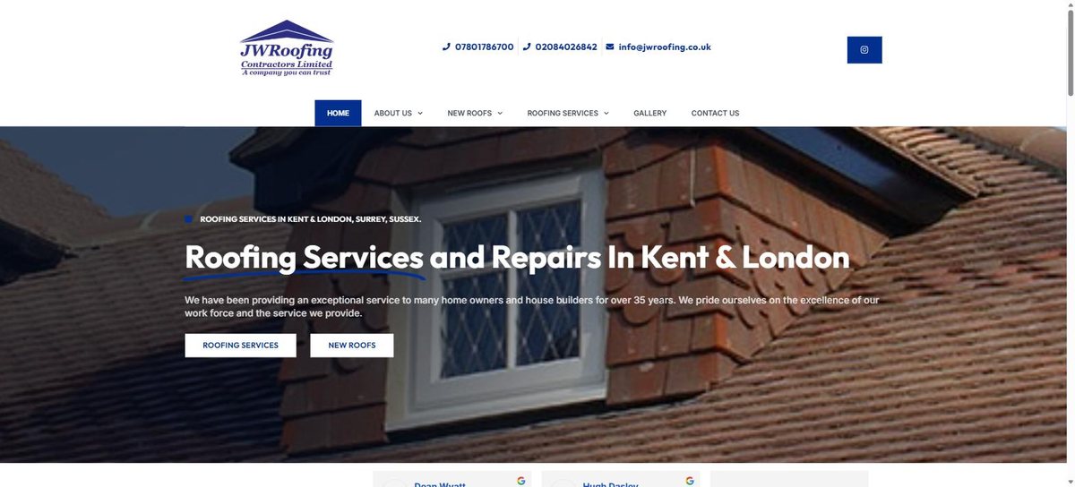 JW Roofing website