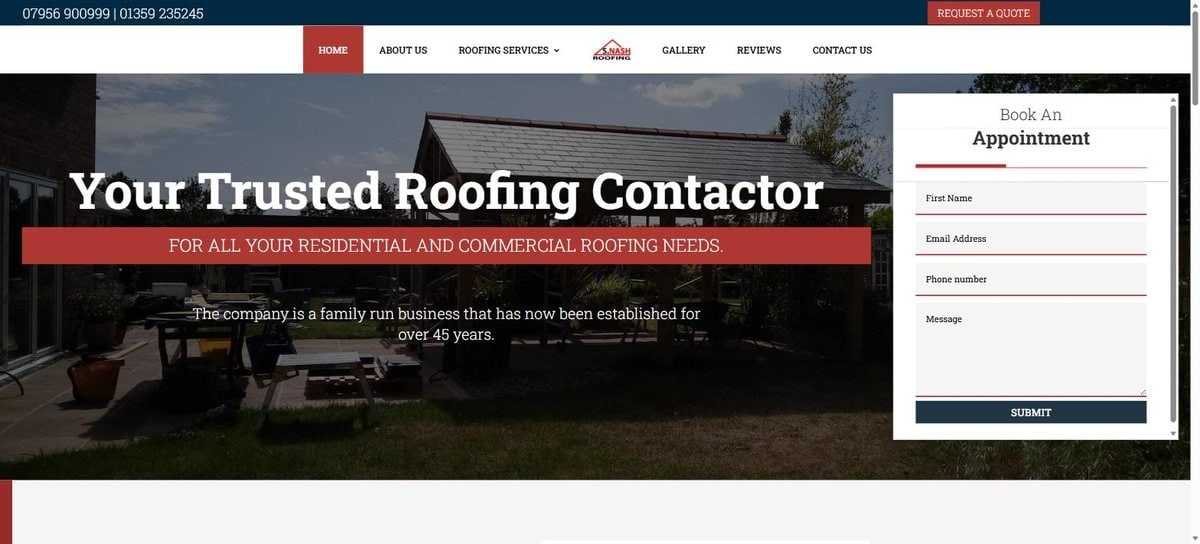 S. Nash Roofing website
