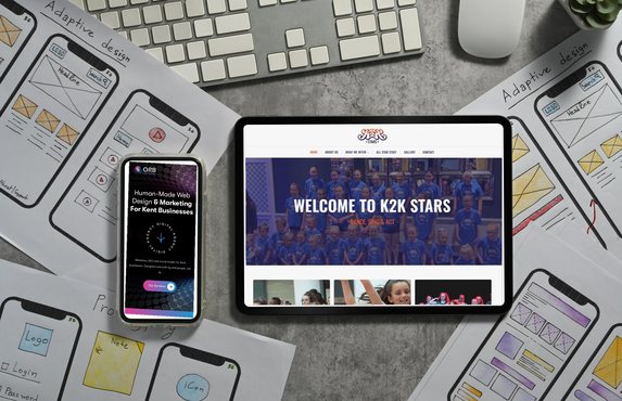 A clean, simple homepage design on a laptop