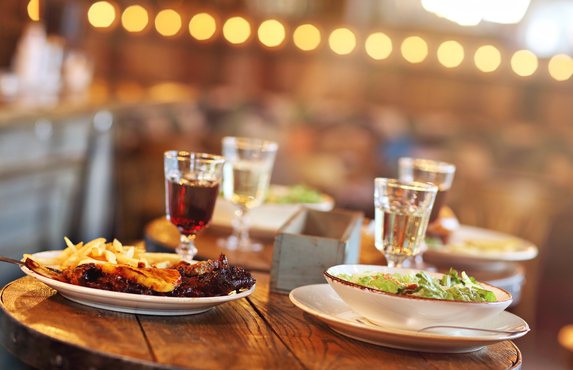 Plates of food laid out on the table
