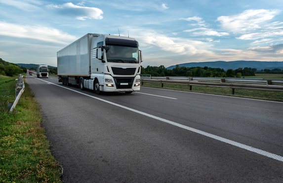 Lorries moving freight along the motorway